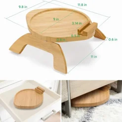 Småbord>Bambusoffa Armstöd Bord med Rotera Mobilhållare, Stabilt Soffa Armstöd, Klämma-På Soffa Bord för Breda Soffor