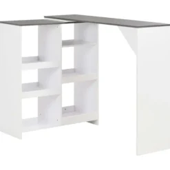 vidaXL Köksö>Barbord med flyttbar hylla vit 138x39x110 cm