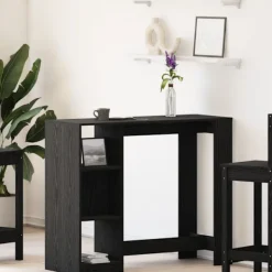 vidaXL Matbord>Barbord med hylla Svart Ek 124 x 46 x 103.5 cm Konstruerat trä