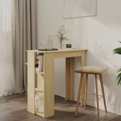 vidaXL Småbord>Barbord med hyllor sonoma-ek 102x50x103,5 cm konstruerat trä