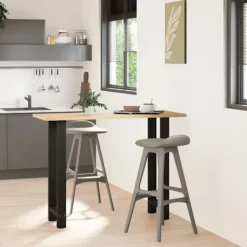 vidaXL Matbord>Barbordsben svarta 2 st 40x(100-101) cm stål