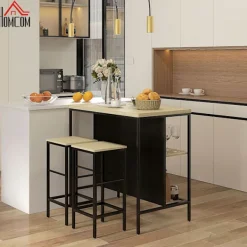 Northio Matgrupper>Barbordsset 3 Delar. Köksbord 2 Barstolar 2 Hyllor Matsalsset Modern Stål Ek