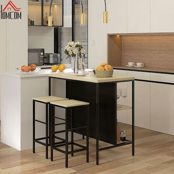 Northio Matgrupper>Barbordsset 3 Delar. Köksbord 2 Barstolar 2 Hyllor Matsalsset Modern Stål Ek