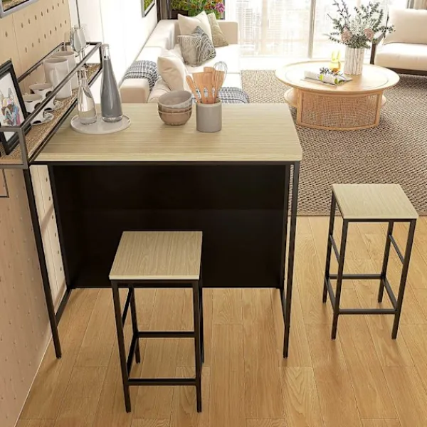 Northio Matgrupper>Barbordsset 3 Delar. Köksbord 2 Barstolar 2 Hyllor Matsalsset Modern Stål Ek