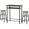 Northio Matgrupper>Barbordsset 3-delat matbord med 2 barstolar matgrupp köksbord och stolar barbord och barstol med förvaringshylla metall 80 x 50 x 90 cm svart