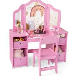 Northix Sminkbord>Barnsmide och skrivbordsset, 2-i-1 med avtagbar spegel
