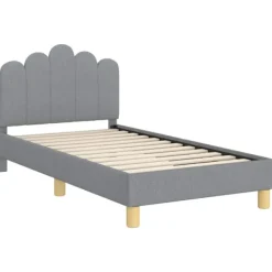 vidaXL Sängar>Barnsängram med sänggavel Ljusgrå 80 x 160 cm tyg