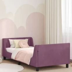 vidaXL Sängar>Barnsängram med sänggavel Lila 90 x 200 cm Sammet