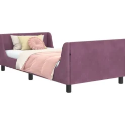 vidaXL Sängar>Barnsängram med sänggavel Lila 90 x 200 cm Sammet
