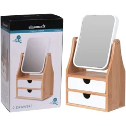 Bathroom Solutions Sminkbord>Sminkspegel med 2 lådor vit bambu