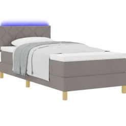 vidaXL Sängar>Bäddfjäder med madrass med huvudgavel Taupe 100 x 200 cm tyg