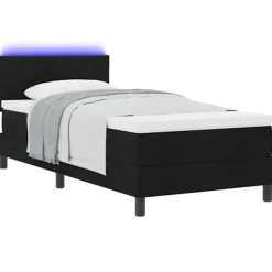 vidaXL Sängar>Bäddfjäder med madrass med huvudgavel Svart 90 x 190 cm tyg