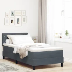vidaXL Sängar>Bäddfjäder med madrass Mörkgrå 90 x 200 cm Sammet