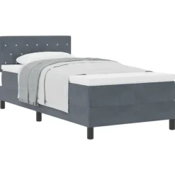 vidaXL Sängar>Bäddfjäder med madrass Mörkgrå 90 x 200 cm Sammet