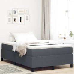 vidaXL Sängar>Bäddfjäder Mörkgrå och vit 120 x 200 cm Kordread tyg