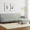 vidaXL Soffor>Bäddsoffa 2-sits med fotpall ljusgrå sammet