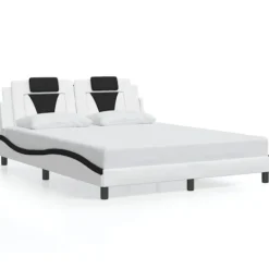 vidaXL Sängar>Bed Frame "Viana" with LED without Mattress White and Black 160x200 cm