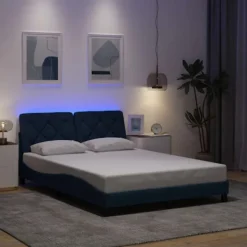 vidaXL Sängar>Bed Frame with LED without Mattress Blue 120x200 cm Fabric