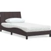 vidaXL Sängar>Bed with Mattress "Hanko" Dark Brown 100x200 cm Fabric