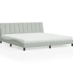 vidaXL Sängar>Bed with Mattress "Hanko" Light Grey 200x200 cm Velvet