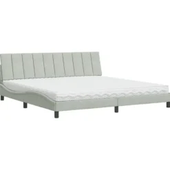 vidaXL Sängar>Bed with Mattress "Hanko" Light Grey 200x200 cm Velvet