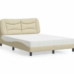 vidaXL Sängar>Bed with Mattress "Hvar" Cream 140x190 cm Fabric