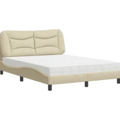 vidaXL Sängar>Bed with Mattress "Hvar" Cream 140x190 cm Fabric