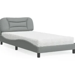 vidaXL Sängar>Bed with Mattress "Hvar" Light Grey 100x200 cm Fabric