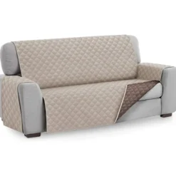 Soffor>Beige sofföverdragsskydd, storlek 3-sits. Vändbar quiltad C