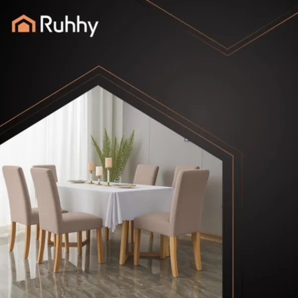 Northio Stolar>Beige stolsöverdrag, set om 6, töjbart tyg