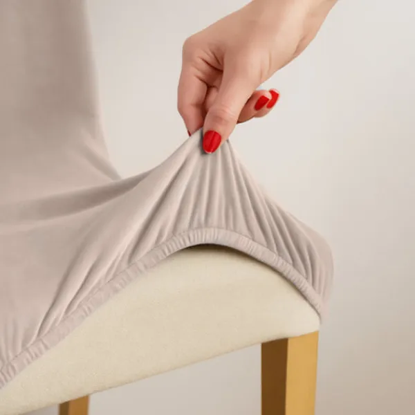 Northio Stolar>Beige stolsöverdrag, set om 6, töjbart tyg