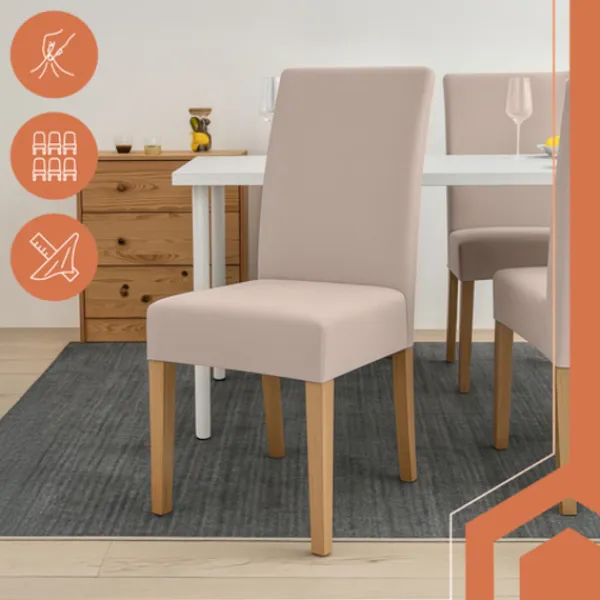 Northio Stolar>Beige stolsöverdrag, set om 6, töjbart tyg