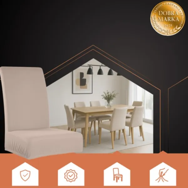 Northio Stolar>Beige stolsöverdrag, set om 6, töjbart tyg