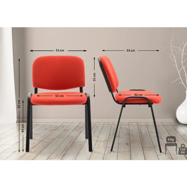 BellaFurn Kontorsmöbler>Bekväm besökarstol, mottagningsstol, stapelbar design, idealisk för kontor och konferensfärg: Röd