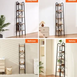 DUOKU Hyllor>Bibliotek - - YJX-BS002 - Metall - 5 Nivåer - Industriell Stil - Brun