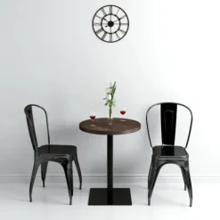 vidaXL Balkongmöbler>Bistrobord MDF och stål rund 60x75 cm mörk aska