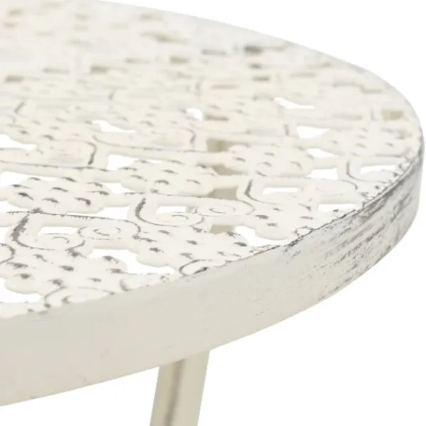 vidaXL Småbord>Bistrobord vintage stil rund metall 40x70 cm vit