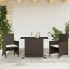 vidaXL Balkongmöbler>Bistrogrupp med dynor 3 delar brun konstrotting