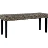 vidaXL Balkongmöbler>Bänk 110 cm svart naturlig kubu-rotting och massivt mahognyträ