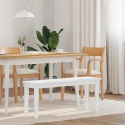 vidaXL Balkongmöbler>Bänk 110 cm vitt massivt trä gummi