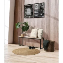 URBAN LIVING Balkongmöbler>Bänk "Dock" - Svart/Beige - L 120 x l 35 x H 45 cm