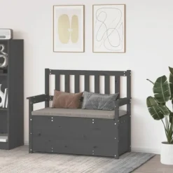 vidaXL Balkongmöbler>Bänk grå 112,5x51,5x96,5 cm massiv furu