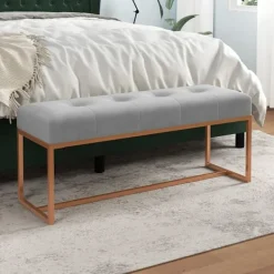 vidaXL Balkongmöbler>Bänk grå 110x36x45 cm sammet