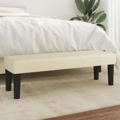 vidaXL Balkongmöbler>Bänk gräddvit 100x30x30 cm konstläder