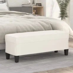 vidaXL Balkongmöbler>Bänk gräddvit 100x35x41 cm konstläder