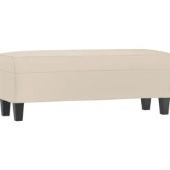 vidaXL Balkongmöbler>Bänk Gräddvit 100x35x41 cm mikrofibertyg