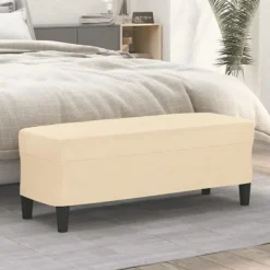 vidaXL Balkongmöbler>Bänk gräddvit 100x35x41 cm tyg