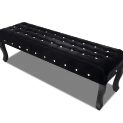 vidaXL Soffor>Bänk i sammet med kristallknappar svart