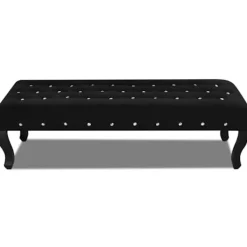 vidaXL Soffor>Bänk i sammet med kristallknappar svart