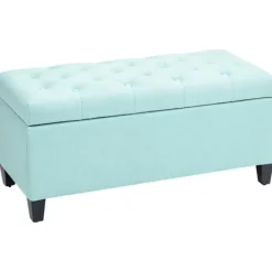 Northio Sittpuffar>Bänk klädd bänk med förvaringsutrymme bröstbänk hall sovrum vardagsrum linneliknande polyestergummi trägrönt 100 x 40 x 44 cm